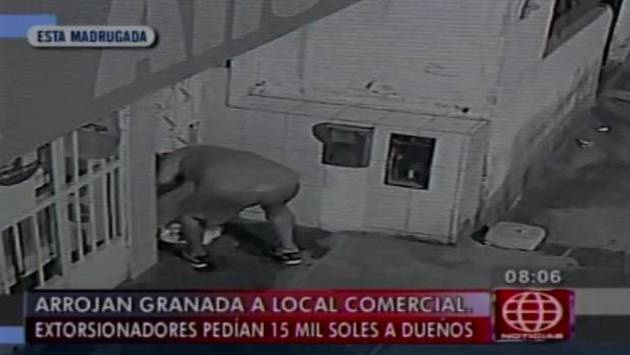 San Juan de Lurigancho: Extorsionadores detonaron granada en botica. (Captura de TV)