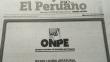 El Peruano volvió a publicar separata de ONPE, pero esta vez con el logotipo correcto
