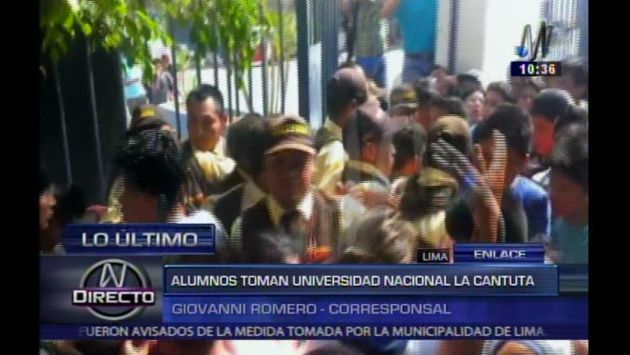 Alumnos tomaron sede de universidad La Cantuta en Chosica. (Captura de TV)