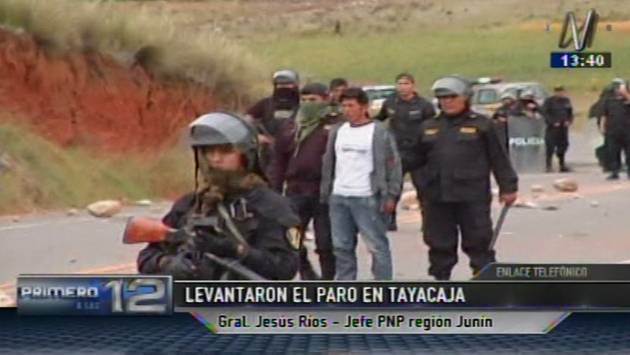 Levantan paro en Tayacaja (Huancavelica) luego de 4 días de paralización. (Captura de TV)