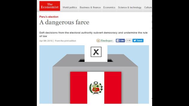 Las elecciones en el Perú son una ‘farsa peligrosa’, según The Economist. (Captura de pantalla)