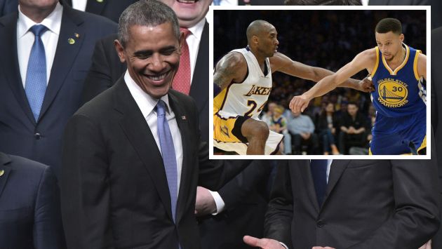 Barack Obama y su divertido gif sobre la noche histórica de Kobe Bryant y Stephen Curry. (AFP)
