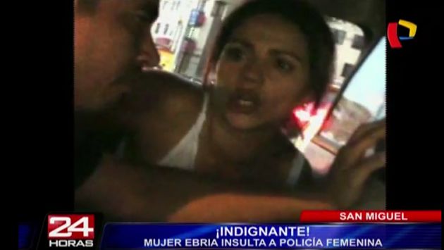 Mujer ebria insultó y agredió a policías al ser intervenida por choque en San Miguel. (Captura Panamericana) 