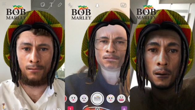 Snapchat lanzó filtró de Bob Marley y generó gran polémica. (Captura Snapchat)