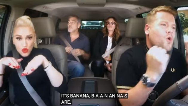 Así se divirtieron Gwen Stefani, George Clooney y Julia Roberts en el karaoke de James Corden. (Captura de video)
