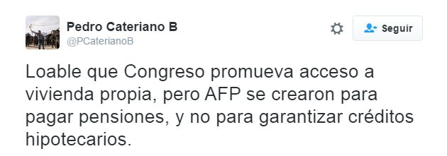 Pedro Cateriano: Las AFP no se crearon para garantizar créditos hipotecarios