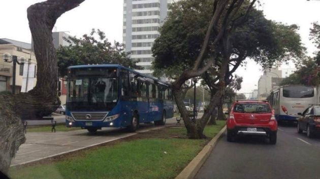 Bus del Corredor Azul transitó por ciclovía. (Twitter/@martinpues)