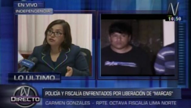La fiscal Carmen Gonzales insiste en culpar a juez por liberación de delincuentes. (Captura de TV)