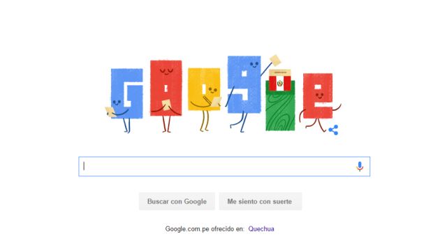 Así celebra Google las elecciones presidenciales en Perú. (Captura Google)