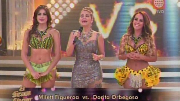 Milett Figueroa perdió duelo con Dorita Orbegoso y fue sentenciada en ‘El gran show’ . (América Televisión)