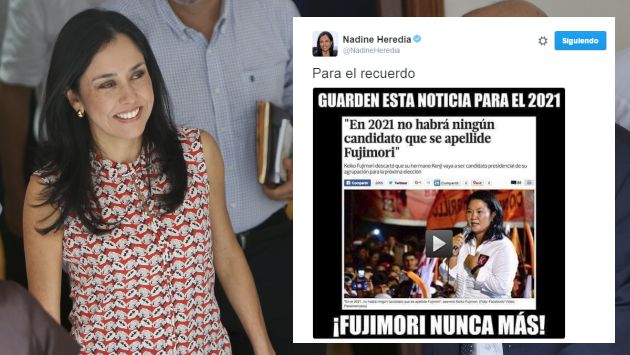 Nadine Heredia pidió recordar en 2021 la promesa de Keiko Fujimori de que ningún pariente suyo postulará