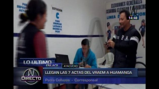 Actas del VRAEM ya fueron trasladadas a Huamanga.(Captura de video)