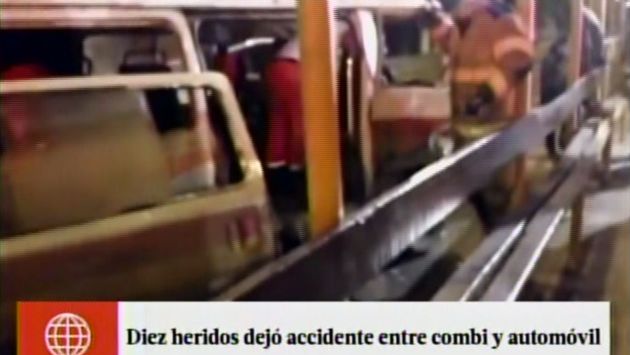 Surquillo: 10 heridos dejó choque entre combi y auto. (América Noticias)