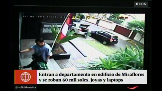 Pareja de ladrones se llevó más de S/60 mil en joyas y dinero en efectivo de departamento en Miraflores. (Captura de video)