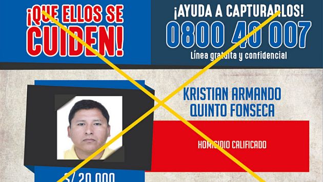 Kristian Armando Quinto Fonseca es el número 15 de la lista que se entrega a la justicia. (Mininter)
