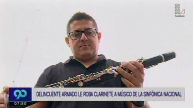 Encañonan a músico de la Sinfónica Nacional y le roban clarinete que vale US$8,500. (Captura de video)