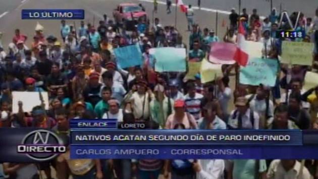 Manifestantes en Loreto también bloquearon ríos. (Captura / Canal N)
