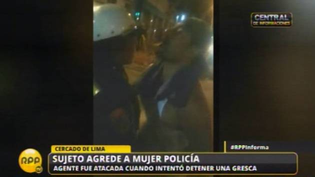 Sujeto perdió el control y agredió a mujer policía en Cercado de Lima. (RPP)
