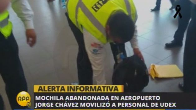 Aeropuerto Jorge Chávez: Mochila abandonada generó alarma en el personal de UDEX. (RPP)