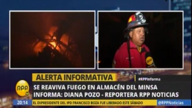 Bomberos reportan que se reavivó incendio en fábrica de calzado y almacén del Minsa. (RPPTV)