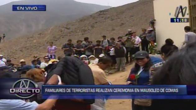 Familiares de terroristas realizaron ceremonia en mausoleo de Sendero Luminoso en Comas. (Canal N)