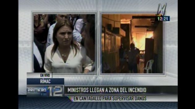 Cuatro ministros llegaron a Cantagallo para ofrecer ayuda a damnificados por incendio. (Captura de video)