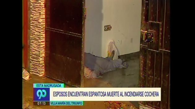 Esposos murieron asfixiados en incendio en la cochera de su vivienda en Villa María del Triunfo. (Captura de video)