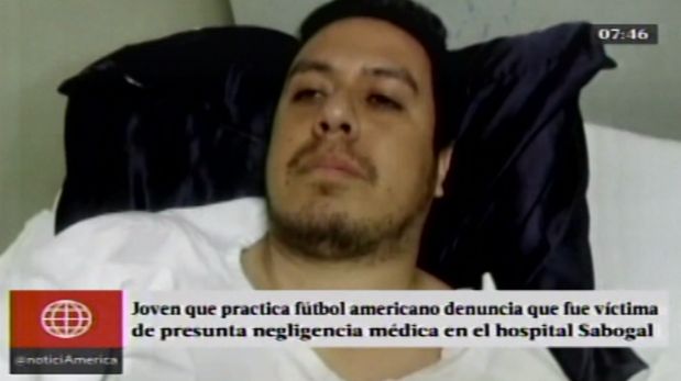 Angelo Sanutelli sufrió una fractura expuesta de tibia y peroné y fue tratado en el Hospital Sabogal del Callao. (América)