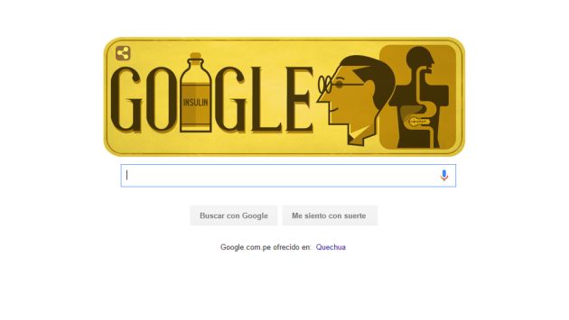 Google ofrece homenaje a Frederick Banting creador de la insulina.