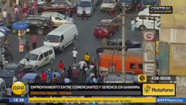 Gamarra: Ambulantes y serenos municipales se enfrentaron en el emporio comercial. (RPP)