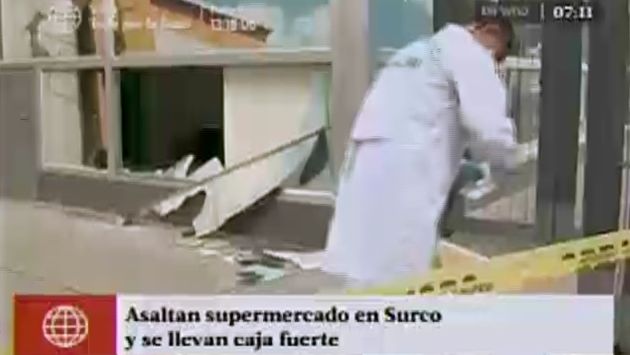 Desconocidos irrumpieron en supermercado en Surco. (Captura de TV)