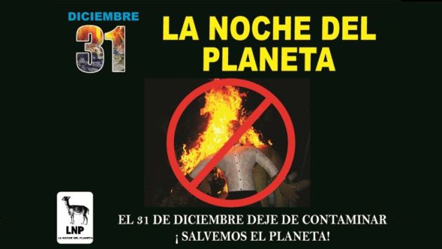 La campaña La Noche del Planeta crear conciencia con el fin de no contaminar por despedida del Año Viejo. (Difusión)
