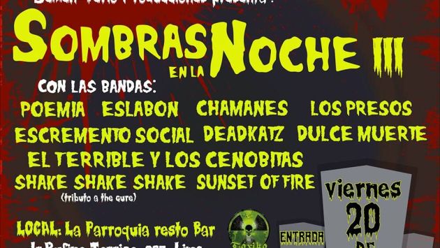 Concierto de rock underground 'Sobras en la noche III' reunirá a bandas peruanas. (Difusión)