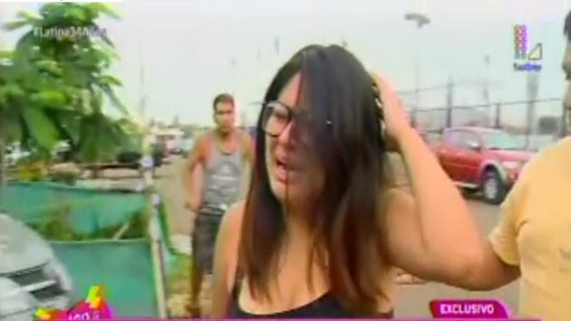 Sujeto le rompió la cabeza a Gabriela Rodríguez, una reportera del programa Espectáculos con una llave de tuerca. (Captura de TV)