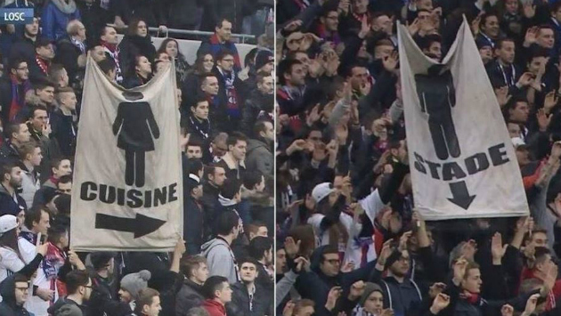 La hinchada del club francés ha recibido duras críticas tras la aparición de estos mensajes sexistas.  (Foto: Twitter)