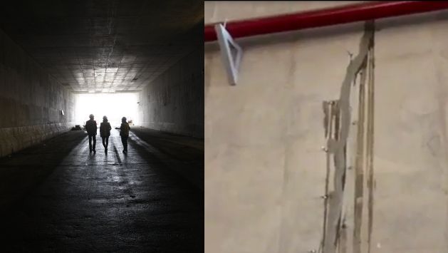 Así lucen las fisuras dentro del túnel.