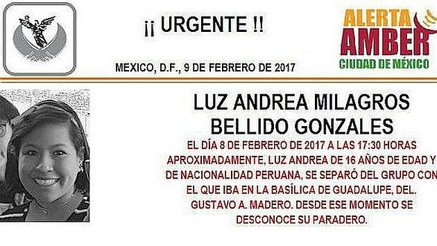 Adolescente peruana lleva una semana desaparecida en México. (@Siempre889)