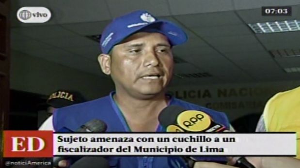 Fiscalizador de la Municipalidad de Lima fue amenazado con un cuchillo. (Captura)