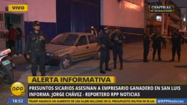 Presuntos sicarios asesinaron a balazos a empresario ganadero  en San Luis. (Captura RPP)