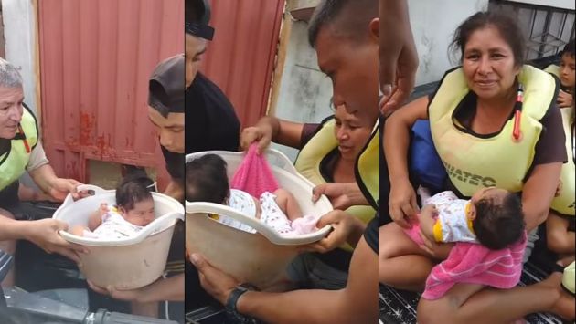 Piura: Rescatan a una bebé en una tina de una casa inundada. (El Comercio)