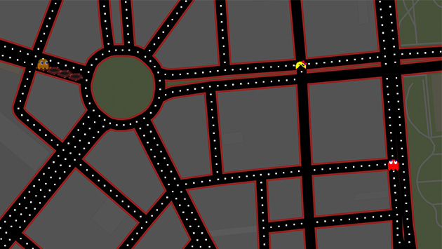 Google Maps convierte las calles en un juego de Pac Man (Captura)