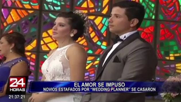 Pareja había pagado 20 mil soles a una empresaria para que les organice la boda. (Captura Panamericana)