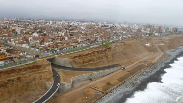 Obra de la Costa Verde, tramo Callao, cuyo precio se incrementó abismalmente y que hoy se encuentra paralizada. (Perú21)