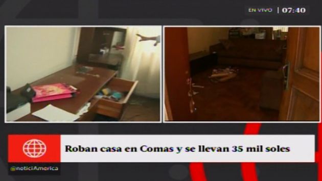 Delincuentes roban S/35 mil de vivienda de empresario en Comas. (Captura)