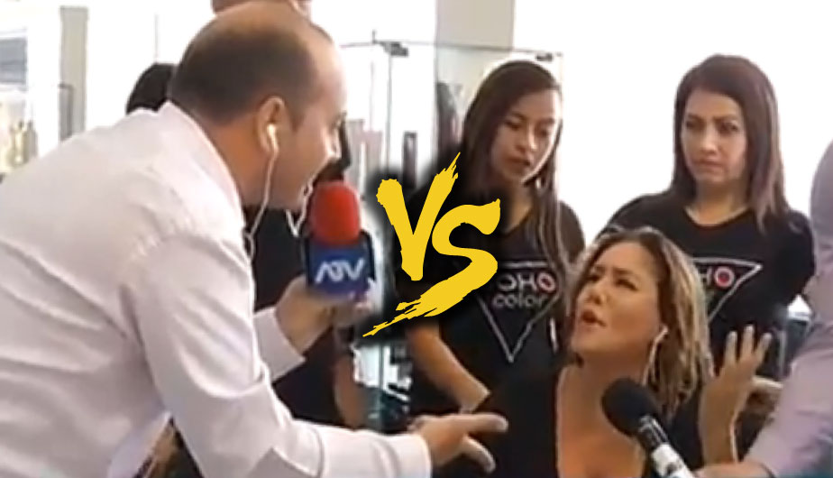 El reportero y la modelo tuvieron un momento tenso en vivo. (Foto: Composición)