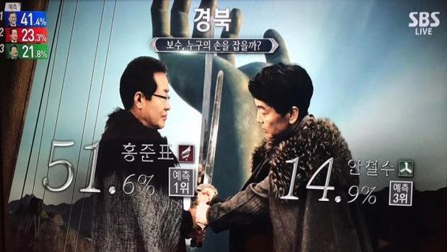 Elecciones de Corea del Sur se transportan al mundo de 'Game of Thrones' (SBS)