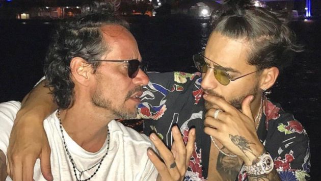 Marc Anthony le dio un beso a Maluma y se vuelve viral (Instagram de Marc Anthony)