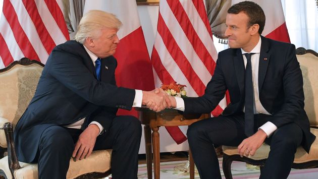 Emmanuel Macron habló de su comentado apretón de manos con el presidente Donald Trump (AFP).