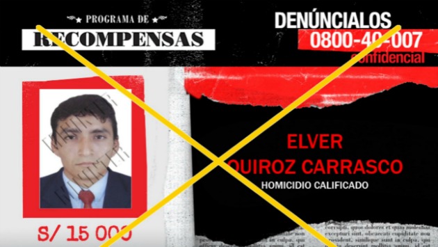 Ministerio del Interior ofrecía S/ 15,000 por captura de Elver Quiroz. (Mininter)