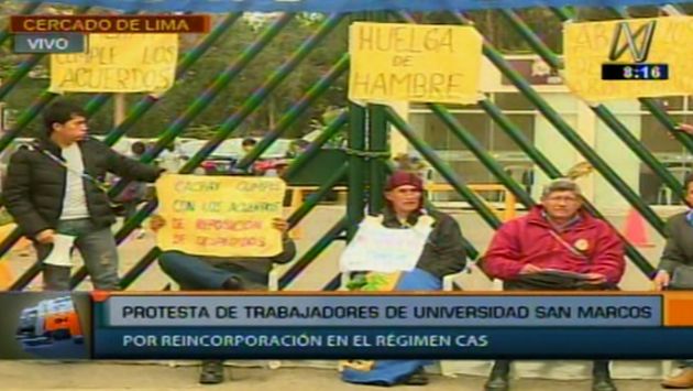 Trabajadores despedidos realizan huelga de hambre desde ayer. (Captura)